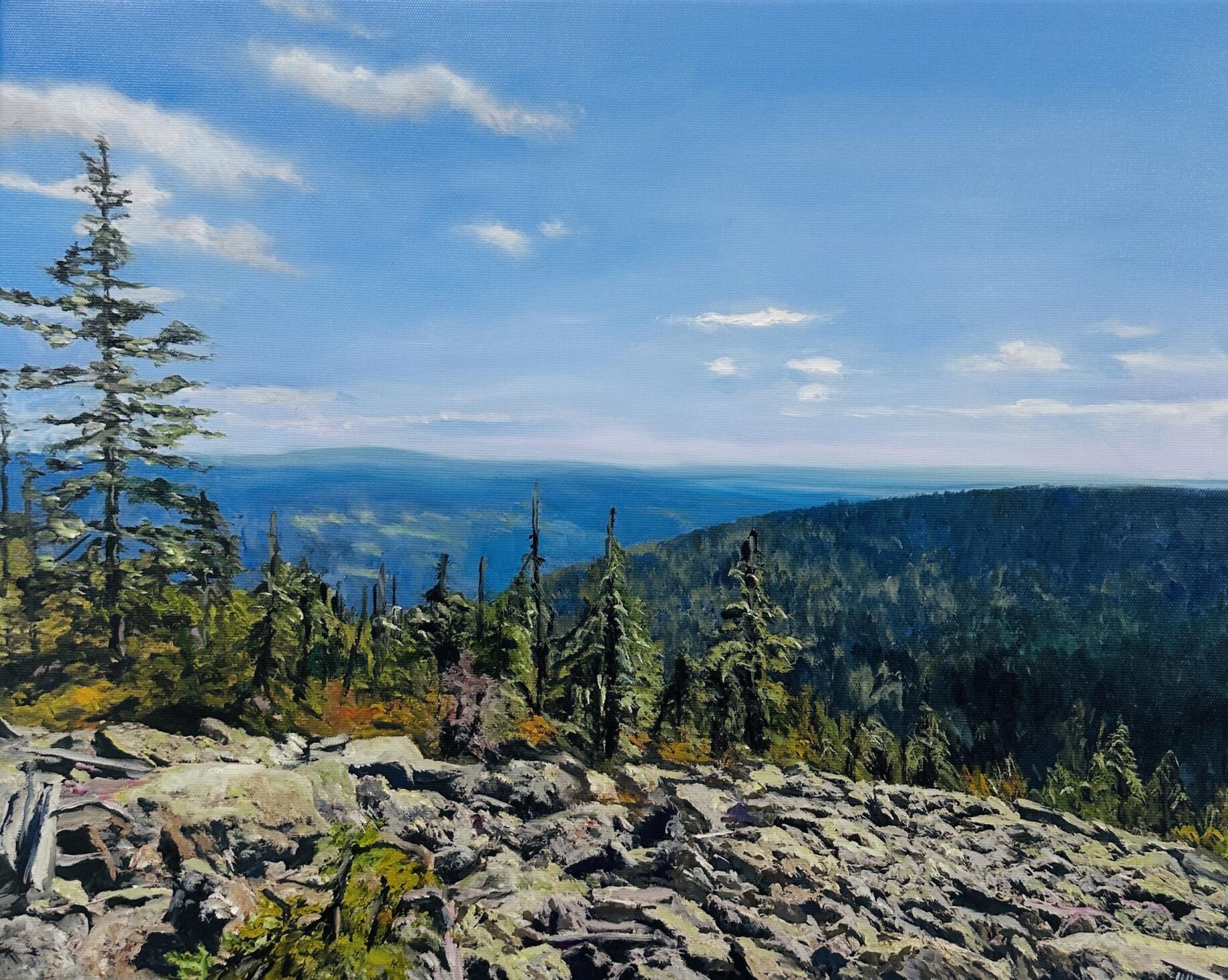 Landschaftsmalerei auf dem Berg mit Wald Landschaftsmalerei auf dem Berg mit Wald