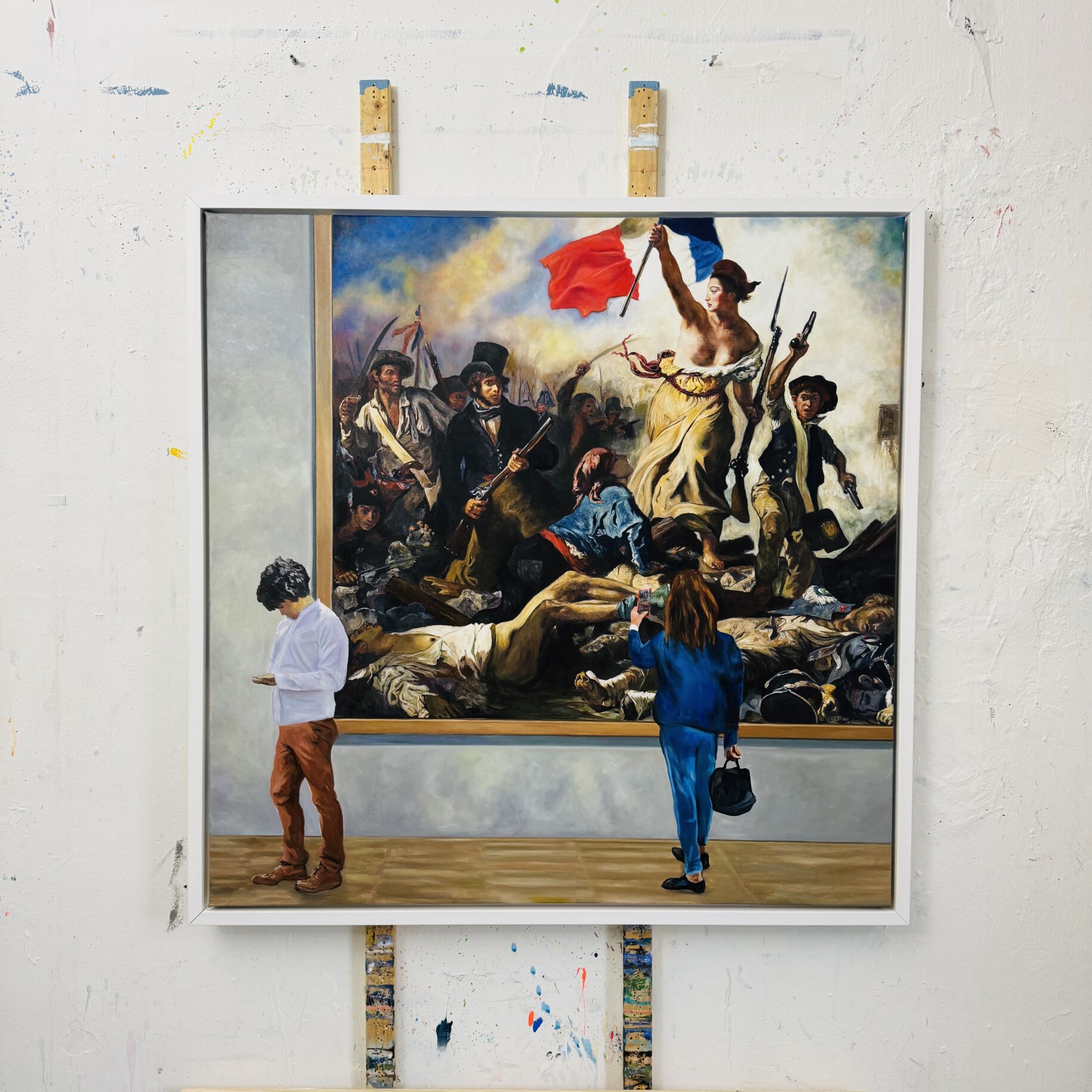 Stilvolle Malerei "Freiheit" von Nikolaus Kriese, als Auftragsmalerei für individuelle Kunstwerke, Darstellung revolutionärer Szenen, hochwertige Kunstfertigkeit, geeignet für Sammler und Kunstliebhaber.