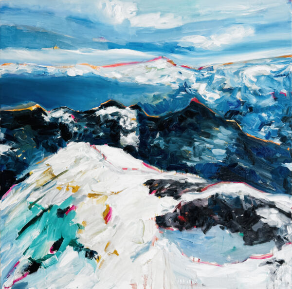 Abstrakte Alpenlandschaft – Ölgemälde in expressiver Farbgebung moderner Bergkunst