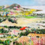 Abstract summer landscape – colorful nature painting in oil