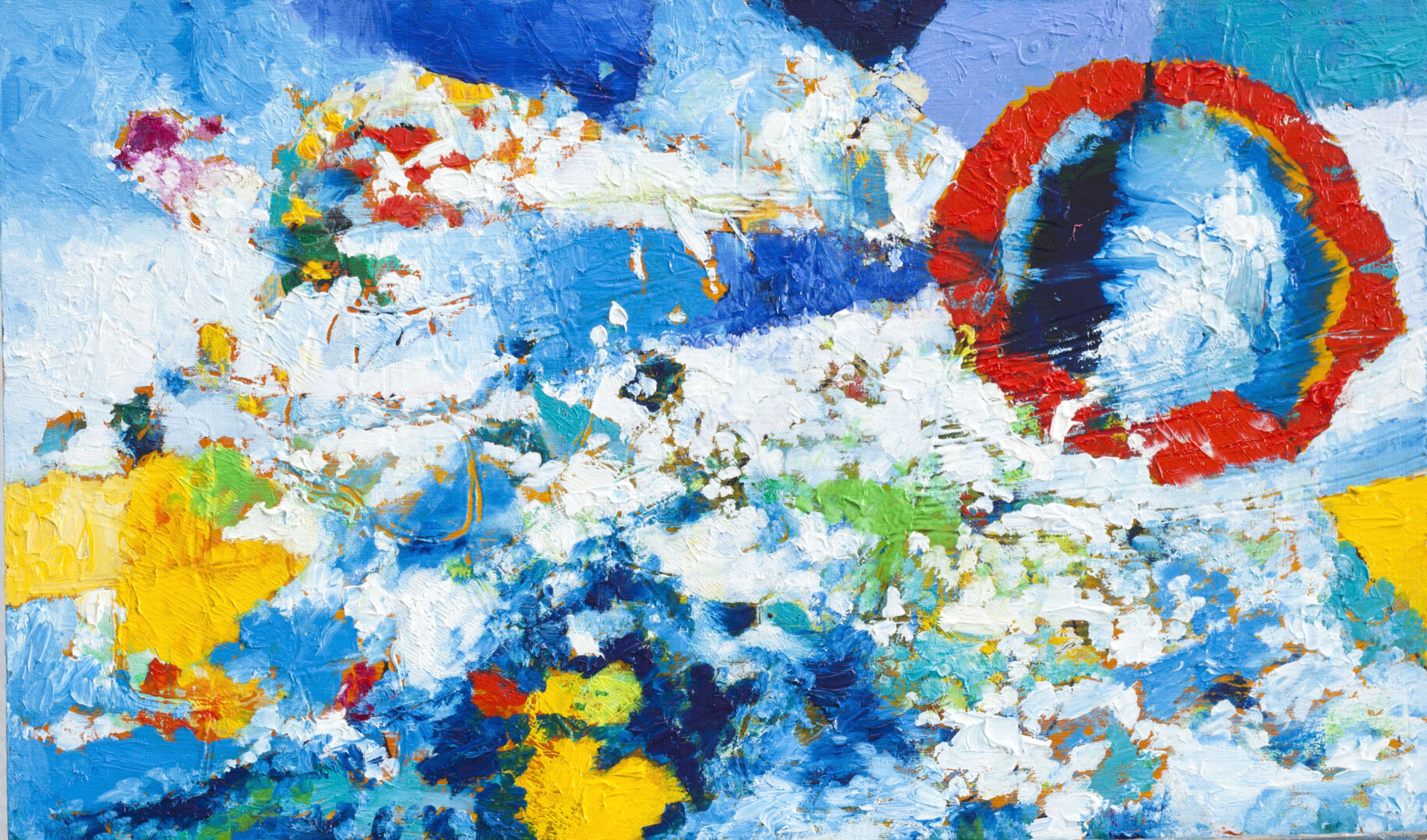 Zeitgenössisch abstrakte Kunst Lebendige, abstrakte Malerei mit bunten Farbflecken und Struktur, geschaffen von Nikolaus Kriese, ideal für Kunst- und Auftragsmalerei, modernes Kunstwerk, Expressionismus, Acryltechnik.