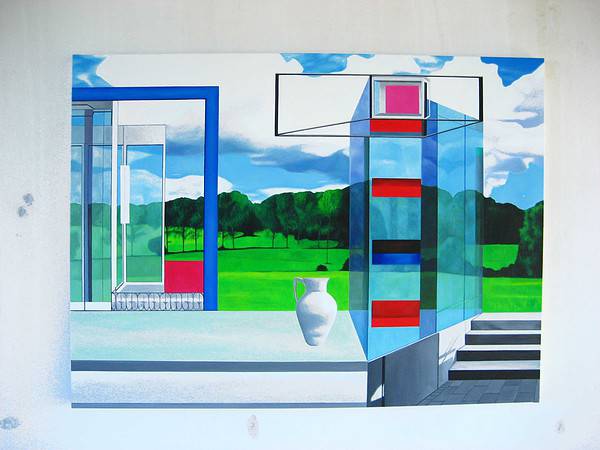 Geometrie & Natur – Zeitgenössisches Architektur Gemälde 130 x 150 cm – Bild 2