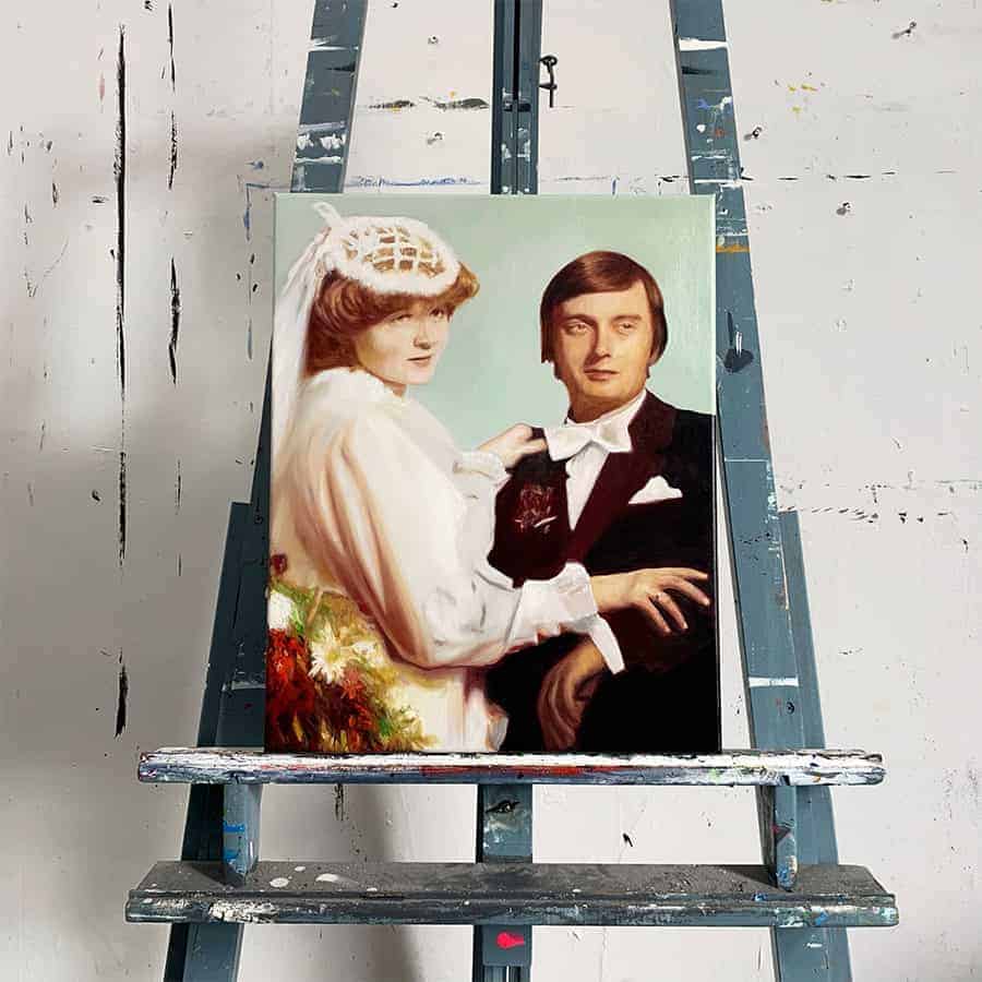 Ein Hochzeitsporträt als Geschenk gemalt